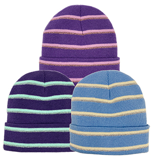 Starlight Kids Striped Knit Cuff Cap, Asst Colors - Winter Hats